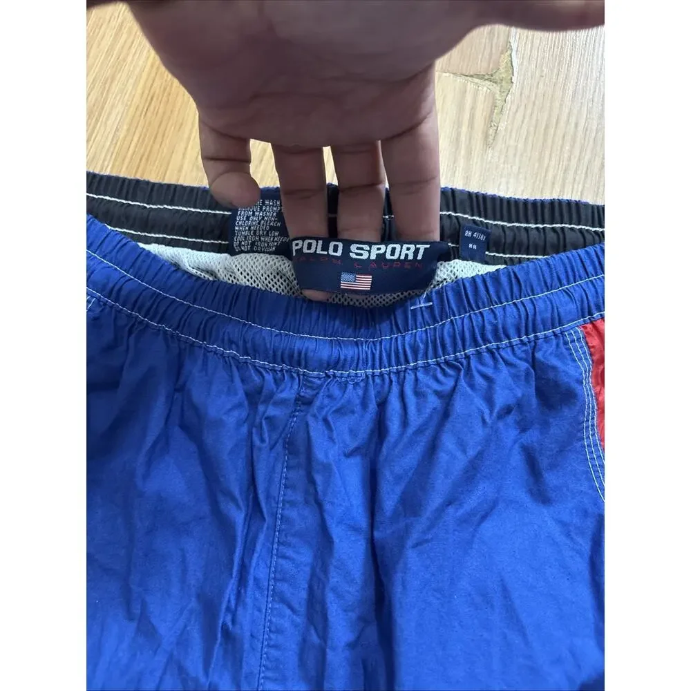 Vtg 90’s Polo Sport Ralph Lauren Lined Swim Trunks Men’s Size 2XL Blue Red